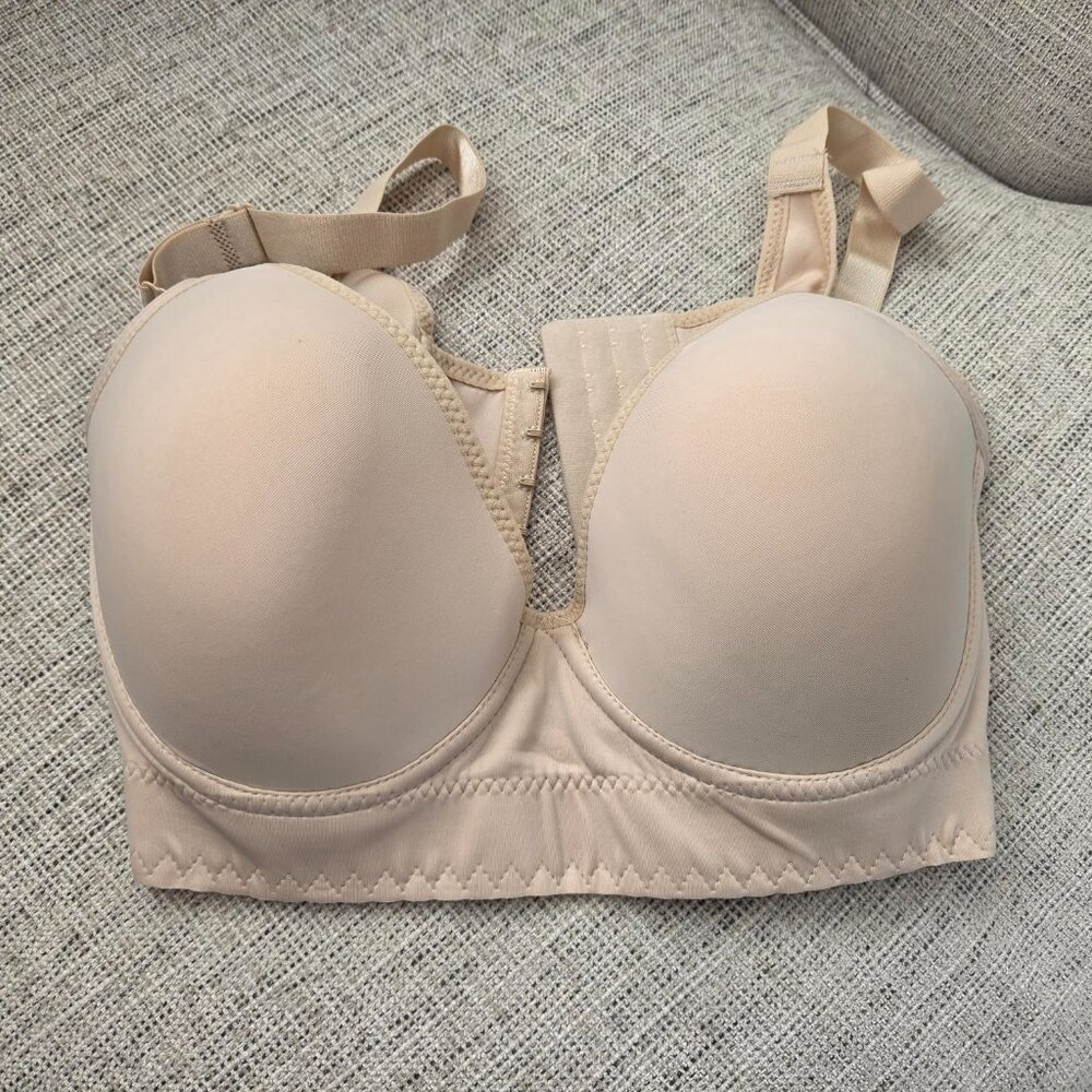 2 PACK-NEW- Women's Full Figure Back Smoothing Bras Wirefree - Black/Beige 44C - Picture 2 of 6